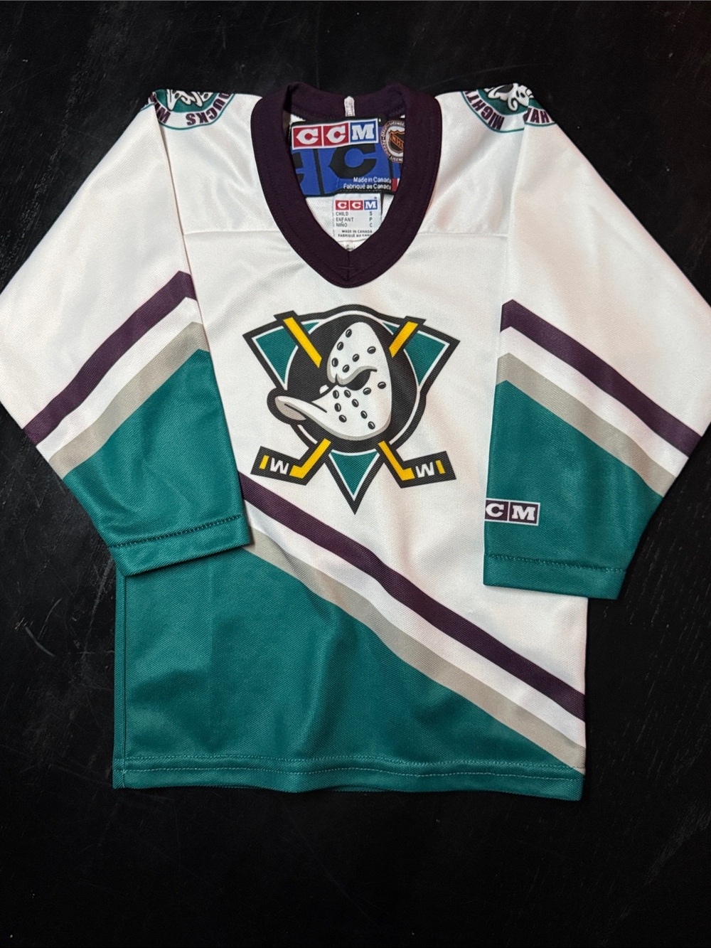 Vintage 1990s CCM Mighty Ducks Hockey jersey- kids
